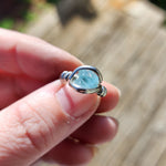 Raw Blue Mt Antero Aquamarine Crystal Ring in Sterling Silver Sz 7