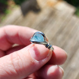 Raw Blue Mt Antero Aquamarine Crystal Ring in Sterling Silver Sz 7