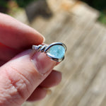 Raw Blue Mt Antero Aquamarine Crystal Ring in Sterling Silver Sz 7