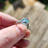 Raw Blue Mt Antero Aquamarine Crystal Ring in Sterling Silver Sz 7