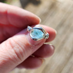 Raw Blue Mt Antero Aquamarine Crystal Ring in Sterling Silver Sz 7