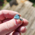 Raw Blue Mt Antero Aquamarine Crystal Ring in Sterling Silver Sz 7