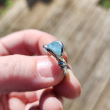 Raw Blue Mt Antero Aquamarine Crystal Ring in Sterling Silver Sz 7