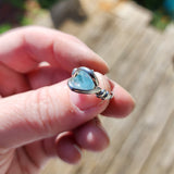 Raw Blue Mt Antero Aquamarine Crystal Ring in Sterling Silver Sz 7