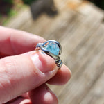 Raw Blue Mt Antero Aquamarine Crystal Ring in Sterling Silver Sz 7