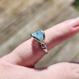 Raw Blue Mt Antero Aquamarine Crystal Ring in Sterling Silver Sz 7