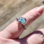 Raw Blue Mt Antero Aquamarine Crystal Ring in Sterling Silver Sz 7