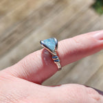 Raw Blue Mt Antero Aquamarine Crystal Ring in Sterling Silver Sz 7