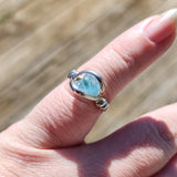 Raw Blue Mt Antero Aquamarine Crystal Ring in Sterling Silver Sz 7