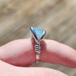 Raw Blue Mt Antero Aquamarine Crystal Ring in Sterling Silver Sz 7