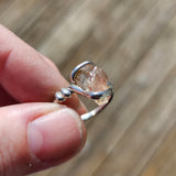 Raw Pink Oregon Sunstone Crystal Ring in Sterling Silver Sz 10 with Copper Schiller