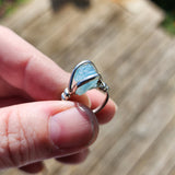 Raw Baby Blue Mt Antero Aquamarine Crystal Ring in Sterling Silver Sz 7