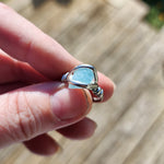 Raw Baby Blue Mt Antero Aquamarine Crystal Ring in Sterling Silver Sz 7