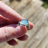 Raw Baby Blue Mt Antero Aquamarine Crystal Ring Sterling Silver Sz 7