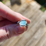 Raw Baby Blue Mt Antero Aquamarine Crystal Ring Sterling Silver Sz 7