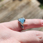 Raw Baby Blue Mt Antero Aquamarine Crystal Ring Sterling Silver Sz 7