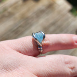 Raw Baby Blue Mt Antero Aquamarine Crystal Ring Sterling Silver Sz 7