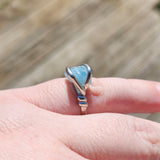 Raw Baby Blue Mt Antero Aquamarine Crystal Ring Sterling Silver Sz 7