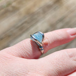 Raw Baby Blue Mt Antero Aquamarine Crystal Ring Sterling Silver Sz 7