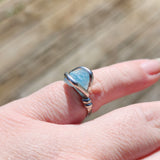 Raw Baby Blue Mt Antero Aquamarine Crystal Ring Sterling Silver Sz 7