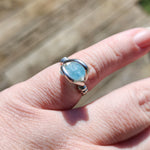 Raw Baby Blue Mt Antero Aquamarine Crystal Ring Sterling Silver Sz 7