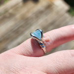 Raw Baby Blue Mt Antero Aquamarine Crystal Ring Sterling Silver Sz 7