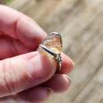 Raw Pink Oregon Sunstone Crystal Ring in Sterling Silver Sz 6