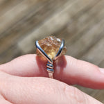 Raw Pink Oregon Sunstone Crystal Ring in Sterling Silver Sz 6
