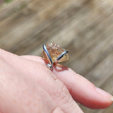 Raw Pink Oregon Sunstone Crystal Ring in Sterling Silver Sz 6