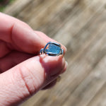 Raw Bright Mt Antero Aquamarine Crystal Ring in Sterling Silver Sz 6