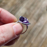 Raw Natural Amethyst Crystal Ring in Sz 10