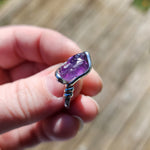 Raw Natural Amethyst Crystal Ring in Sz 10