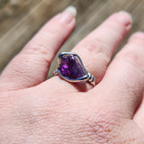 Raw Natural Amethyst Crystal Ring in Sz 10