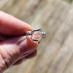 Raw Pink Oregon Sunstone Crystal Ring in Sterling Silver Sz 7 with Bright Copper Schiller