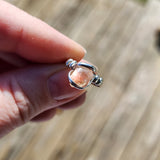 Raw Pink Oregon Sunstone Crystal Ring in Sterling Silver Sz 7 with Bright Copper Schiller