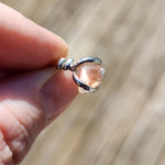 Raw Pink Oregon Sunstone Crystal Ring in Sterling Silver Sz 7 with Bright Copper Schiller