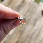 Raw Pink Oregon Sunstone Crystal Ring in Sterling Silver Sz 7 with Bright Copper Schiller