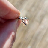 Raw Pink Oregon Sunstone Crystal Ring in Sterling Silver Sz 7 with Bright Copper Schiller
