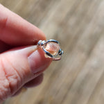 Raw Pink Oregon Sunstone Crystal Ring in Sterling Silver Sz 7 with Bright Copper Schiller