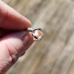 Raw Pink Oregon Sunstone Crystal Ring in Sterling Silver Sz 7 with Bright Copper Schiller