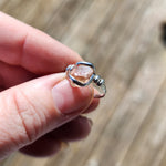 Raw Pink Oregon Sunstone Crystal Ring in Sterling Silver Sz 7 with Bright Copper Schiller