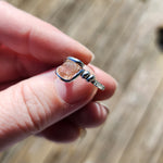 Raw Pink Oregon Sunstone Crystal Ring in Sterling Silver Sz 7 with Bright Copper Schiller