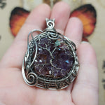 Purple Amethyst Crystal Tree of Life Pendant Necklace in Sterling Silver with Green Chrysoprase Star