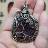 Purple Amethyst Crystal Tree of Life Pendant Necklace in Sterling Silver with Green Chrysoprase Star