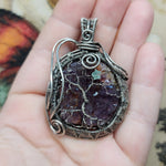 Purple Amethyst Crystal Tree of Life Pendant Necklace in Sterling Silver with Green Chrysoprase Star