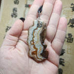 Detailed Crazy Lace Agate Pendant in Sterling Silver