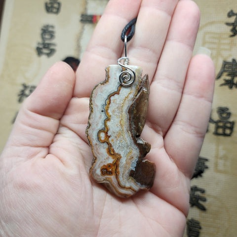 Detailed Crazy Lace Agate Pendant in Sterling Silver