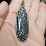 Blue Purple Labradorite Tree of Life Pendant Necklace in Sterling Silver