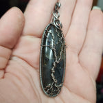 Blue Purple Labradorite Tree of Life Pendant Necklace in Sterling Silver