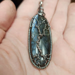 Blue Purple Labradorite Tree of Life Pendant Necklace in Sterling Silver